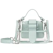 KooJ Bolsa Feminina de Ombro 2 em 1 Transparente, Azul Pastel