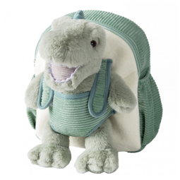 Mochila infantil de pelúcia Moonkie Hug & Go dinossauro com pelúcia destacável, para crianças de 2 a 4 anos, verde