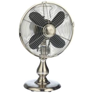 Ventilador de Mesa Retro com 3 Velocidades, 45W, 110v, DECO BREEZE, Prateado