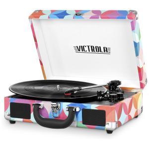 Vitrola Toca Discos 3 Velocidades, Entrada AUX, 45 RPM, 110v, VICTROLA VSC 550BT P3, Rosa