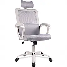 SMUG Cadeira de Escritório Ergonômica Giratória com Apoio de Braços e Suporte Lombar Ajustável, Cinza Claro