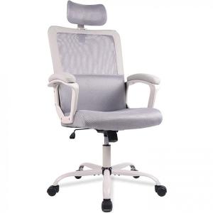 SMUG Cadeira de Escritório Ergonômica Giratória com Apoio de Braços e Suporte Lombar Ajustável, Cinza Claro