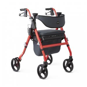 Andador Adulto Idoso com Apoio de Braço, Assento Acolchoado e Cesto, Suporta até 136 kg, MEDLINE MDS86845RD, Vermelho
