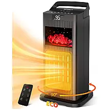 Aquecedor Elétrico Cerâmico com 4 Modos, Temporizador 12H, 1500W 110V, KNKA, Preto