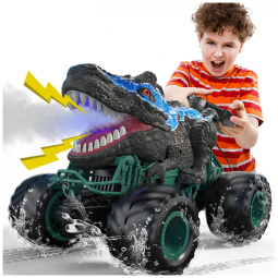 Carrinho de Controle Remoto Dinossauro com Luz LED e Som, BENNOL, Cinza