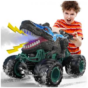 Carrinho de Controle Remoto Dinossauro com Luz LED e Som, BENNOL, Cinza