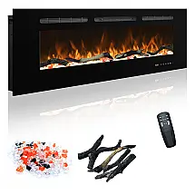 Lareira Elétrica Carsynflame 107x45cm 1500W 169 Cores Chamas WiFi Embutir 110V