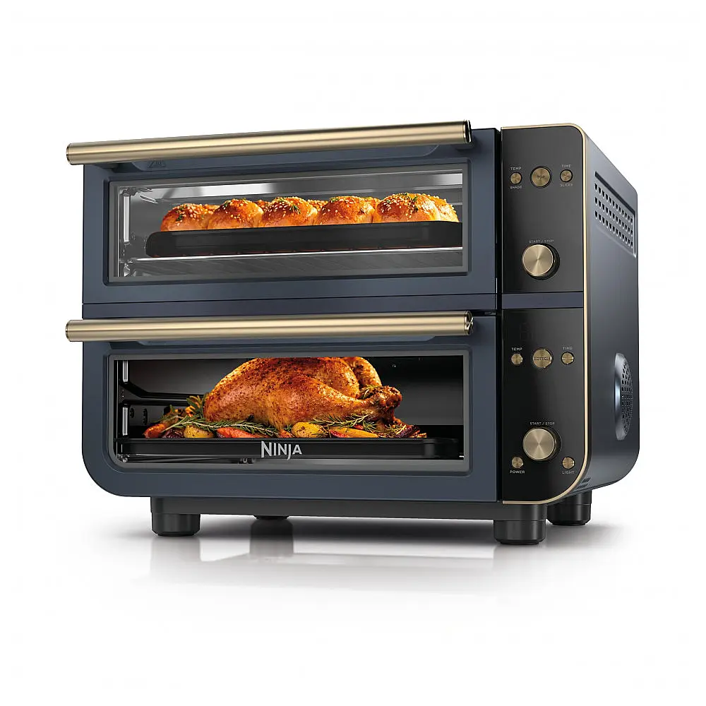 Forno Elétrico Inteligente Ninja Double Oven Pro Smart XL 28 Litros 12 em 1 DualZone Cozinha 2 Refeições de Uma Vez