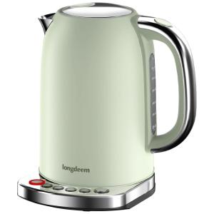 Chaleira Elétrica 1,7L em Aço Inoxidável com Controle de Temperatura e Luz LED, 110V 1500W, Longdeem, Verde