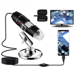 Microscópio Digital USB 40X a 1000X com Câmera de Endoscópio de Ampliação de 8 LEDs, 5V Bysameyee, Preto