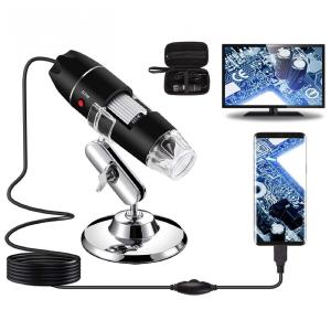 Microscópio Digital USB 40X a 1000X com Câmera de Endoscópio de Ampliação de 8 LEDs, 5V Bysameyee, Preto