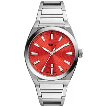 Relógio Masculino Analógico de Quartzo com Pulseira de Aço Inoxidável, Fossil FS5984, Prata e Vermelho