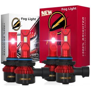 Kit Xenon Lâmpadas LED Branca 30000 Lumens 6000K, 9005, HB3 e 9006, HB4, 4 Peças, FIREHAWK, Vermelho