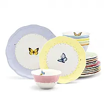 Aparelho de Jantar Lenox Butterfly Meadow Colors 18 Peças Porcelana Serviço para 6 Tons Pastéis