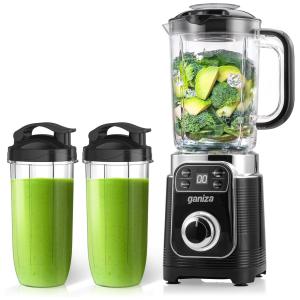 Liquidificador de Bancada 1,2L com 2 Programas Inteligentes e 2 Copos para Vitaminas, 110V 1100W, Ganiza, Preto