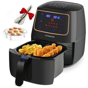 Fritadeira Elétrica AirFryer com 10 Funções 3.5L de Capacidade e Painel de Controle Digital, 1400W, 110v, DOMAIER, Preto