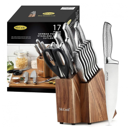 MC20 Conjunto de Facas em Aço Inoxidável com Bloco de Bancada, 7 Peças, MCCOOK 1, Prateado