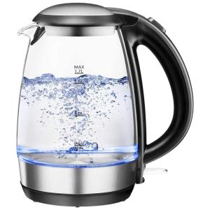 Chaleira Elétrica, 1,7L, Vidro, Luz Indicadora de LED, Transparente, 110v, NOVETE, Prateado