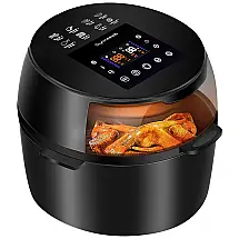 Fritadeira Elétrica AirFryer 8L em Aço Inoxidável com Painel Digital, 110V, Sylintech, Preta