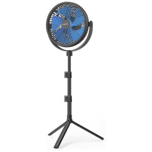 Ventilador de Piso Portátil Recarregável 10000mAh com 4 Velocidades e Tripé Ajustável, 5V, GagetElec, Preto