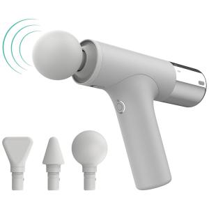 Massageador Pistola Elétrico Profissional Sem Fio 3 Acessórios e 3 Velocidades 3400 RPM, MEDCURSOR MMG0401, Branco