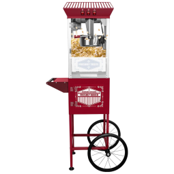 Pipoqueira com Carrinho, Estilo Vintage de Cinema com Caldeira de Aço Inoxidável para Festas, Vermelho,Jaxenor