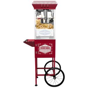 Pipoqueira com Carrinho, Estilo Vintage de Cinema com Caldeira de Aço Inoxidável para Festas, Vermelho,Jaxenor