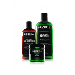 Kit Skincare Masculino com Hidratante, Esfoliante e Limpador Facial, BRICKELL MENS PRODUCTS, Preto