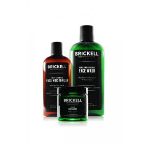 Kit Skincare Masculino com Hidratante, Esfoliante e Limpador Facial, BRICKELL MENS PRODUCTS, Preto