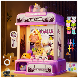 Máquina de Garra Mini Arcade CWLAKON Roxa com Som, Luzes e Desafio de 60 Segundos