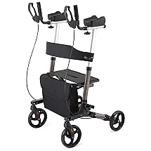 Andador Adulto Idoso com Apoio de Braço, Assento Acolchoado e Cesto, Suporta até 136 kg, WINLOVE, Preto