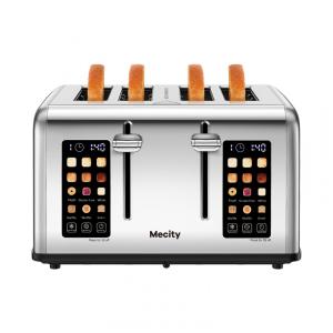 Torradeira para 4 Fatias em Aço Inoxidável com Controle Duplo, Temporizador, Descongelamento e Reaquecimento, 110V 1650W, Mecity T-88A