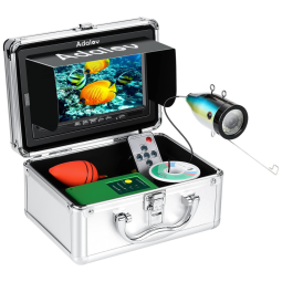 Câmera de Pesca AHD 720p Subaquática Portátil à Prova dágua com Monitor e Luzes Infravermelhas, ADALOV, Prateado