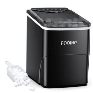 FOOING Máquina de Gelo Automática Portátil até 12kg, 24H, 110V, Preto