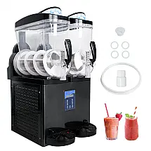 Máquina de Slush Raspadinha FSKEKU 30L Duplo Tanque Comercial Aço Inox 900W 240V
