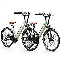 Bicicleta Elétrica Jasion YC1 ST Verde 1200W Motor Brushless Bateria Interna Removível 360Wh Pneus 66cm 7 Marchas Suspensão Dianteira 110V