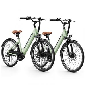 Bicicleta Elétrica Jasion YC1 ST Verde 1200W Motor Brushless Bateria Interna Removível 360Wh Pneus 66cm 7 Marchas Suspensão Dianteira 110V