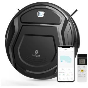 de Pó Robô B com Conexão via APP, WI FI e Auto Carregamento, 110v, LEFANT Aspirador robtico M210 B, Preto