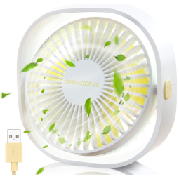 SmartDevil Ventilador de Mesa Portátil 3 Velocidades, Ultra Silencioso, 5V, Branco