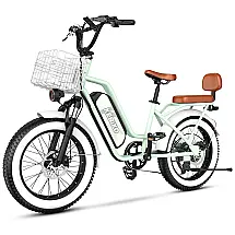 Bicicleta Elétrica para 2 Pessoas, Bateria Removível de 48V 20AH, Motor Potente, Pneus Largos 20"x 4.0" para Adultos, Autonomia de 80