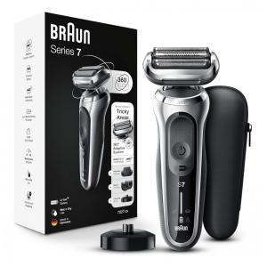 Barbeador Elétrico Masculino Portátil Braun 7027cs com Suporte de Carregamento e Estojo, Prata