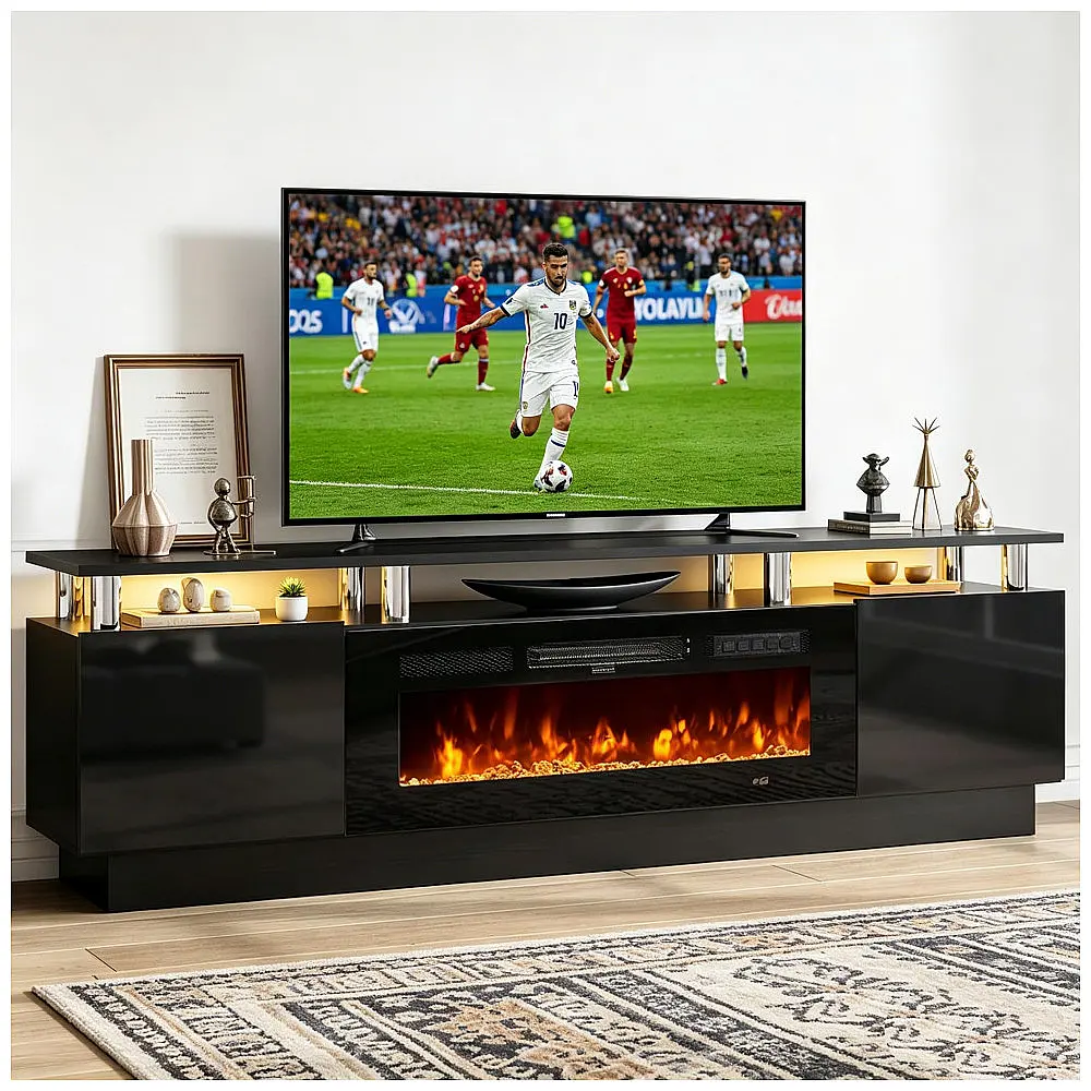 Rack TV Lareira Elétrica Oneinmil 178x59cm 91cm Fireplace 12 Cores LED 110V