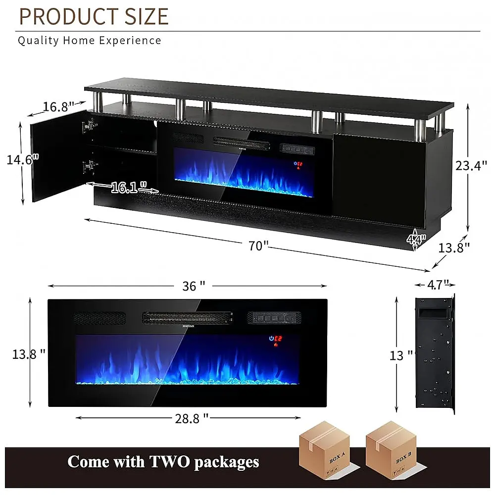 Rack TV Lareira Elétrica Oneinmil 178x59cm 91cm Fireplace 12 Cores LED 110V — foto 2