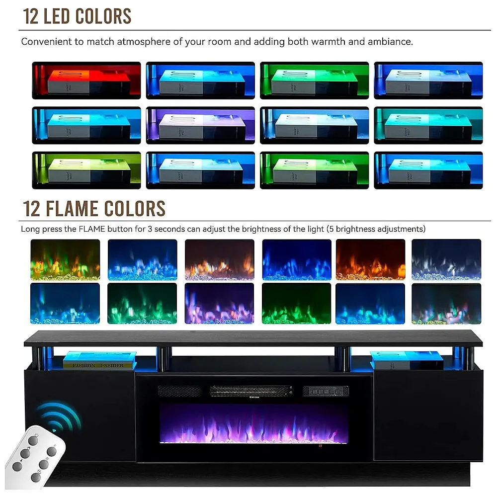 Rack TV Lareira Elétrica Oneinmil 178x59cm 91cm Fireplace 12 Cores LED 110V — foto 3