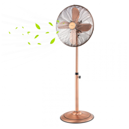 Ventilador de Pedestal Oscilante de Metal, Silencioso e Potente, com 3 Velocidades e Ajuste de Altura, 110V, COSTWAY, Cobre