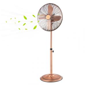 Ventilador de Pedestal Oscilante de Metal, Silencioso e Potente, com 3 Velocidades e Ajuste de Altura, 110V, COSTWAY, Cobre