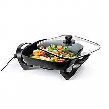 Frigideira Elétrica Holstein Housewares Preta Antiaderente sem PFOA 1400W 120V, 31,5cm, Modelo HH-09198003B