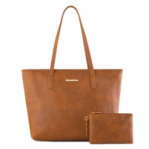 Bolsa de Ombro Feminina em Couro Sintético com Carteira, Montana, Marrom Nude