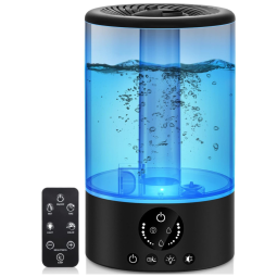 Umidificador Ultrassônico Portátil 3L até 18H com Controle, 110v, OYRGCIK, Preto
