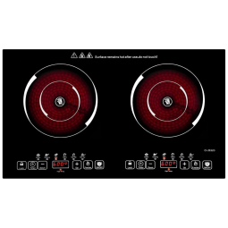Cooktop de Indução Elétrico de Cerâmica com 2 Queimadores de 60cm e Painel Digital, 110V 2000W, FVBADE, Preto